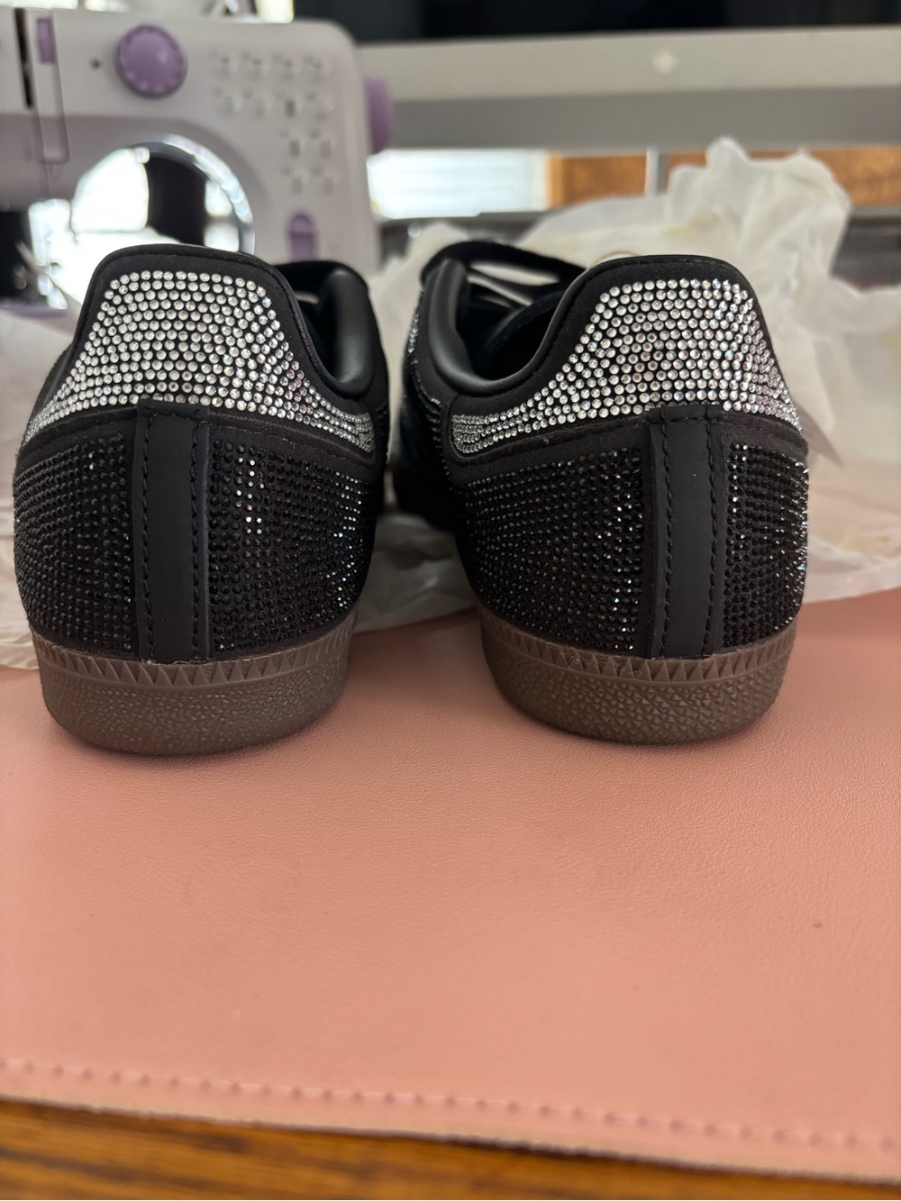Adidas Black & Silver Rhinestone Samba Sneakers - Picture 4 of 7